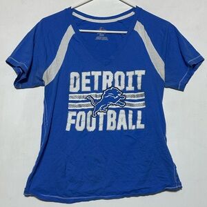 Detroit Lions Football Majestic Blue V-Neck T-Shirt